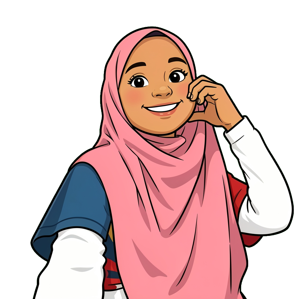 Kartun Aisyah pada kulit hadapan binder